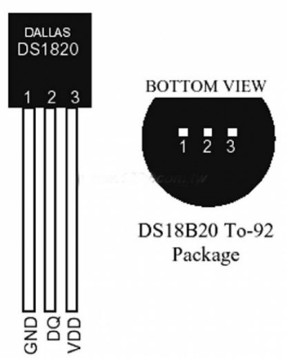 Temperature sensor DS18B20+ -55--125°C TO92 THT